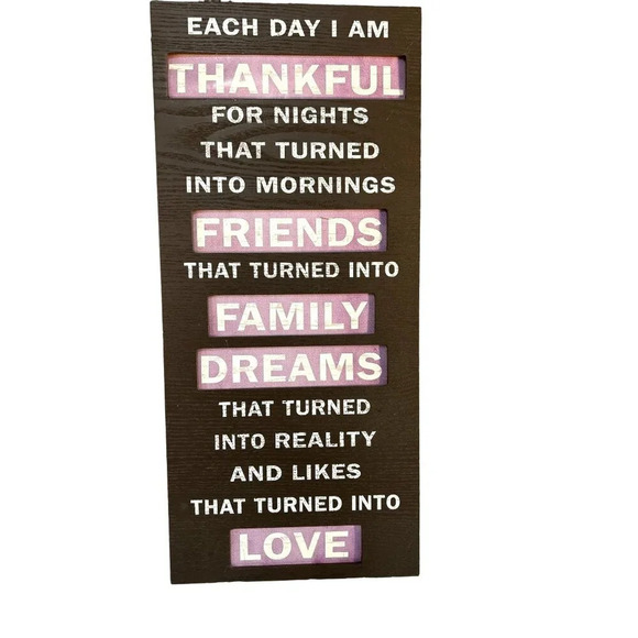 New View Gifts Home Decor Wall Sign Motivational Wood Brown/White/Purple 20" x 9 - Picture 1 of 4
